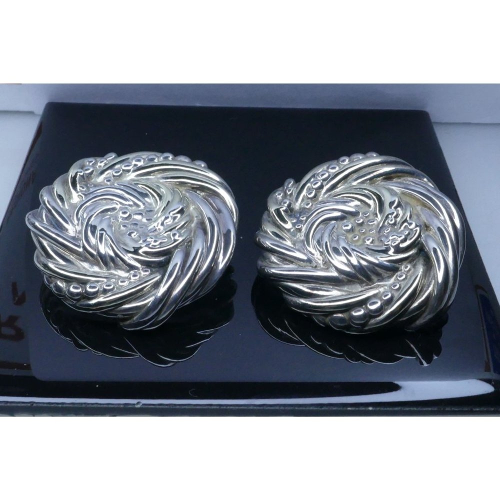 Big Bold Two Tone Sterling Silver Electroform Earrings Signed JE and Marked 925